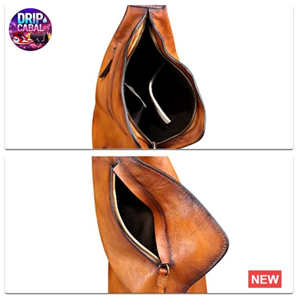 Genuine Leather Sling Backpack Crossbody Daypack Adjustable Strap